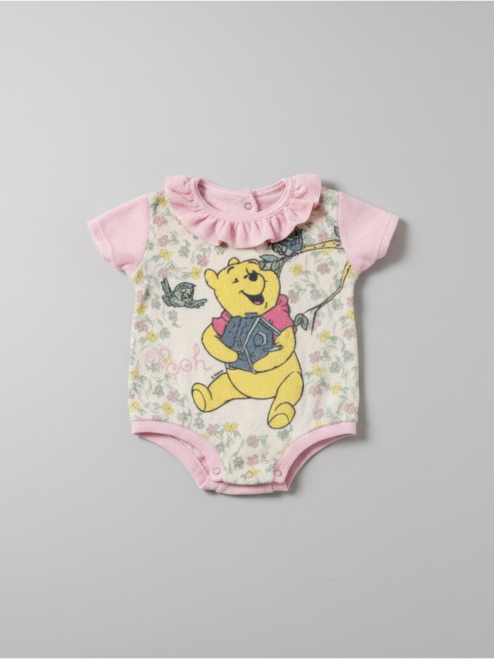 Winnie the Pooh Pink Ruffle Baby Onesie | Vintage | 6-9 Months | Disney